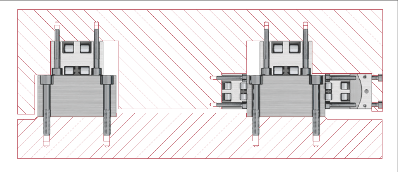 Type NRT 循環單元與 Type E 表面導軌範例
