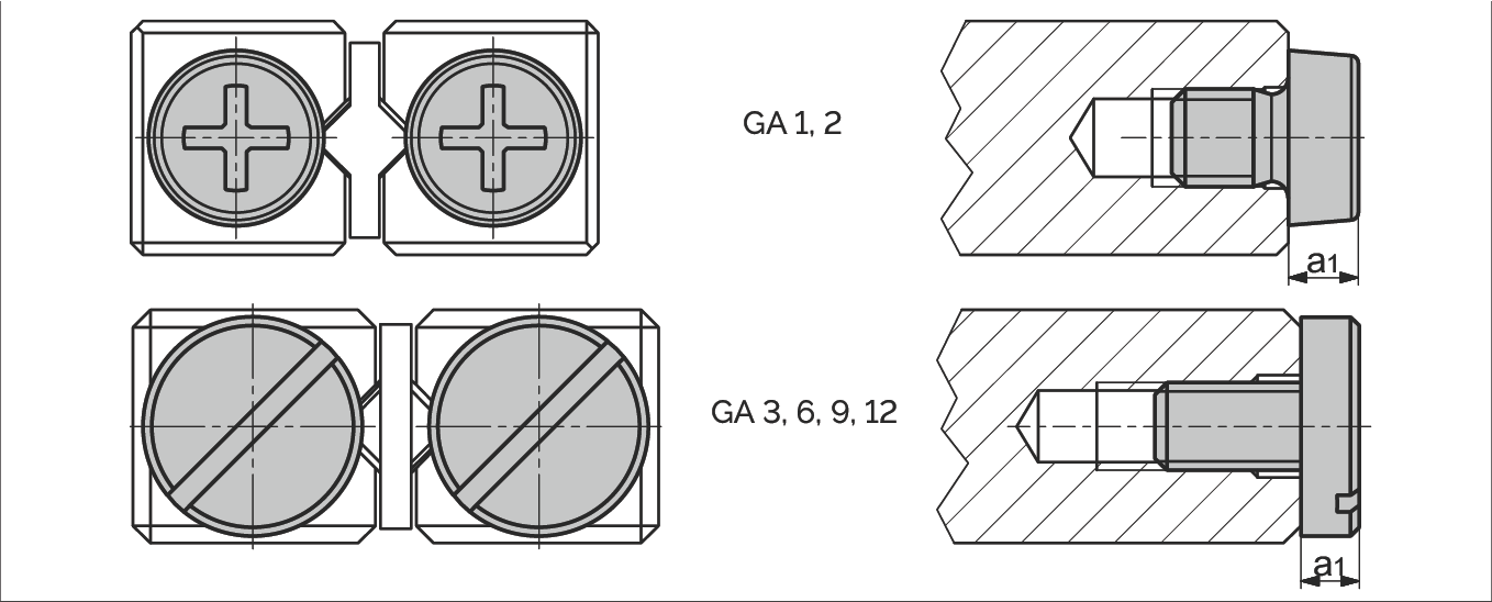 端螺絲 GA 尺寸圖