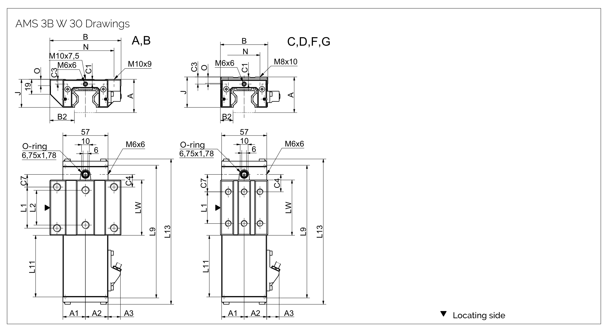 AMS 3B W 30 滑塊尺寸圖