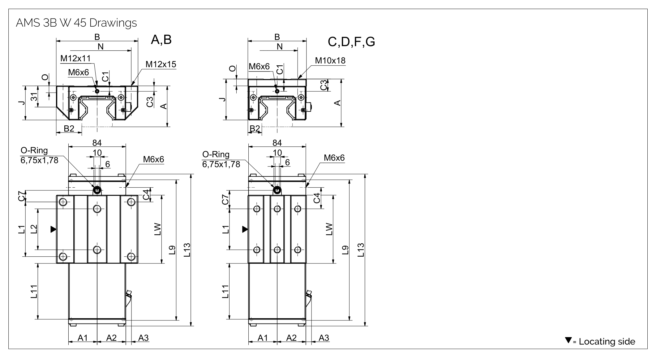 AMS 3B W 45 滑塊尺寸圖