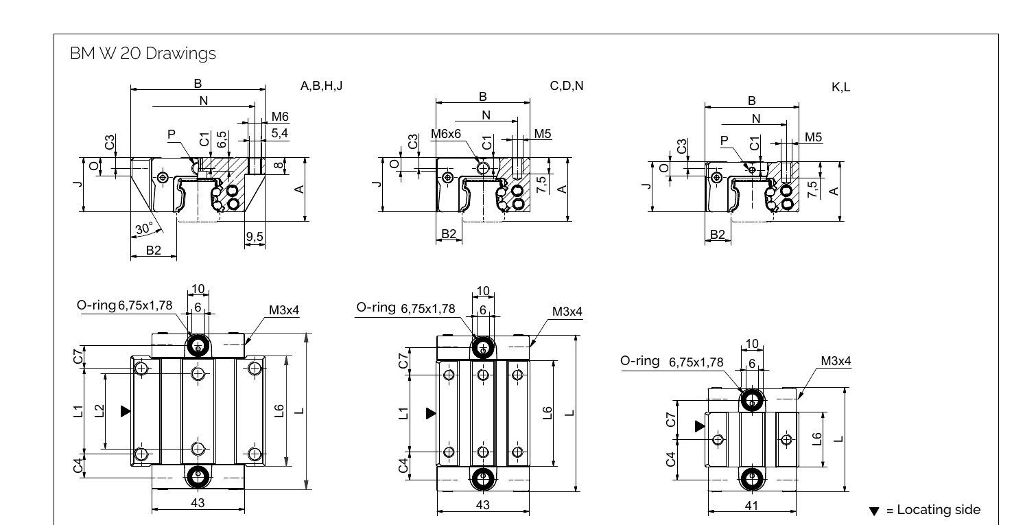 BM W 20 滑塊尺寸圖