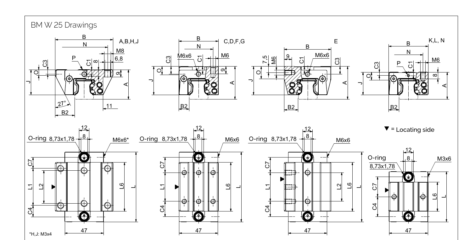 BM W 25 滑塊尺寸圖