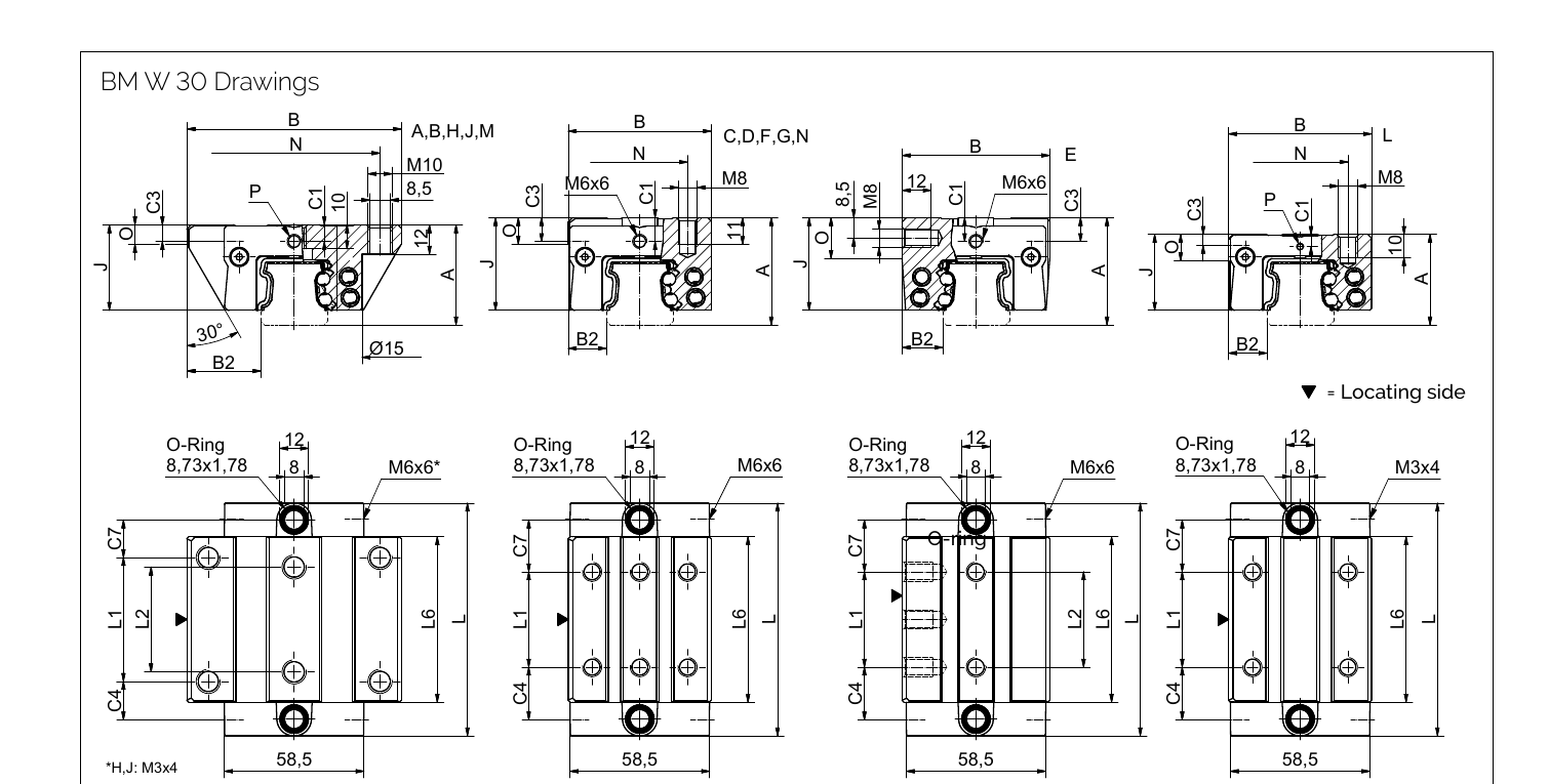 BM W 30 滑塊尺寸圖