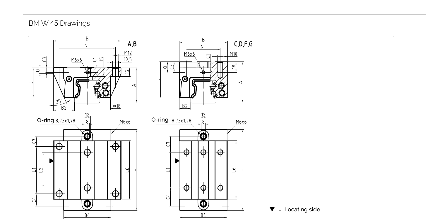 BM W 45 滑塊尺寸圖