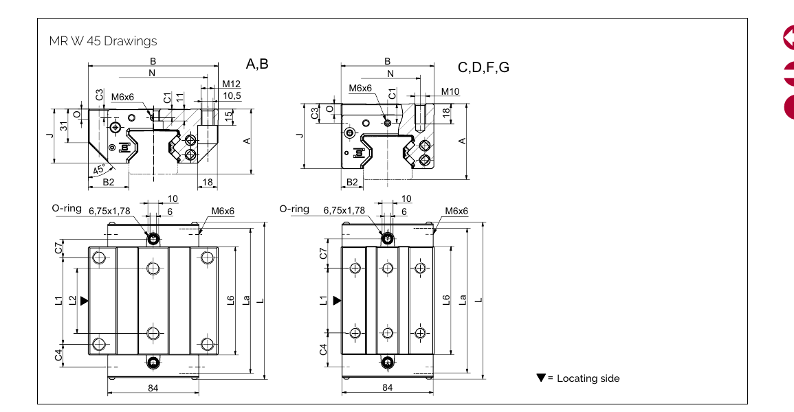 MR W 45 滑塊尺寸圖