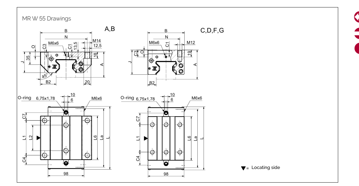 MR W 55 滑塊尺寸圖