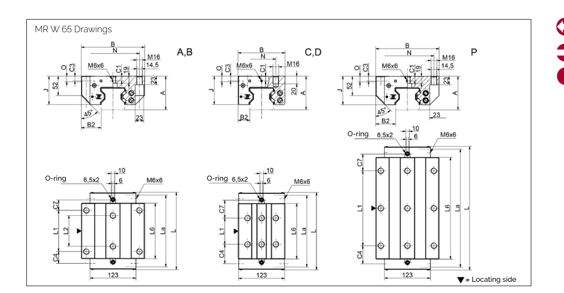 MR W 65 滑塊尺寸圖